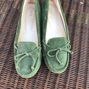 Jjill green suede driving moccasins